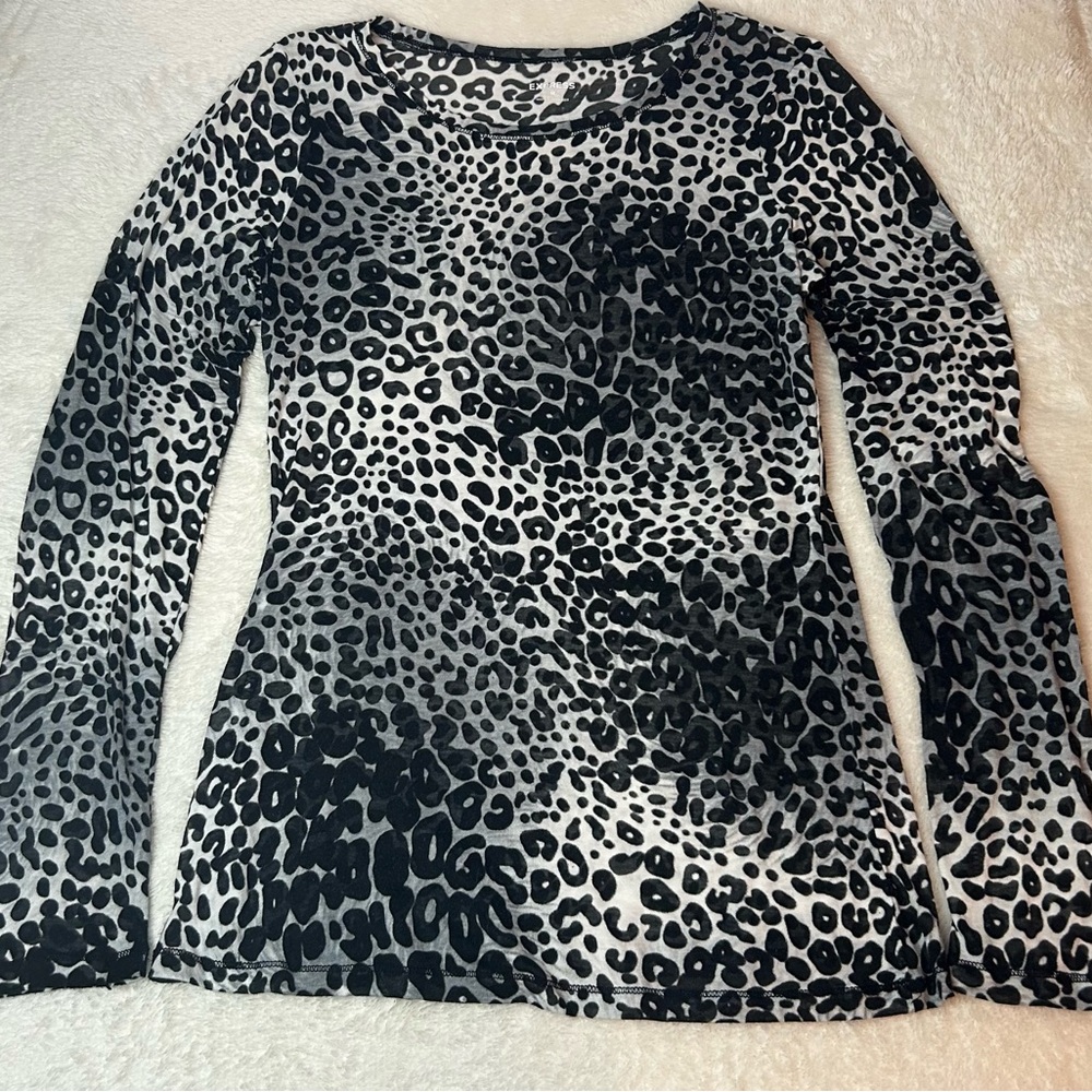 Express Black and Gray Animal Print Blouse